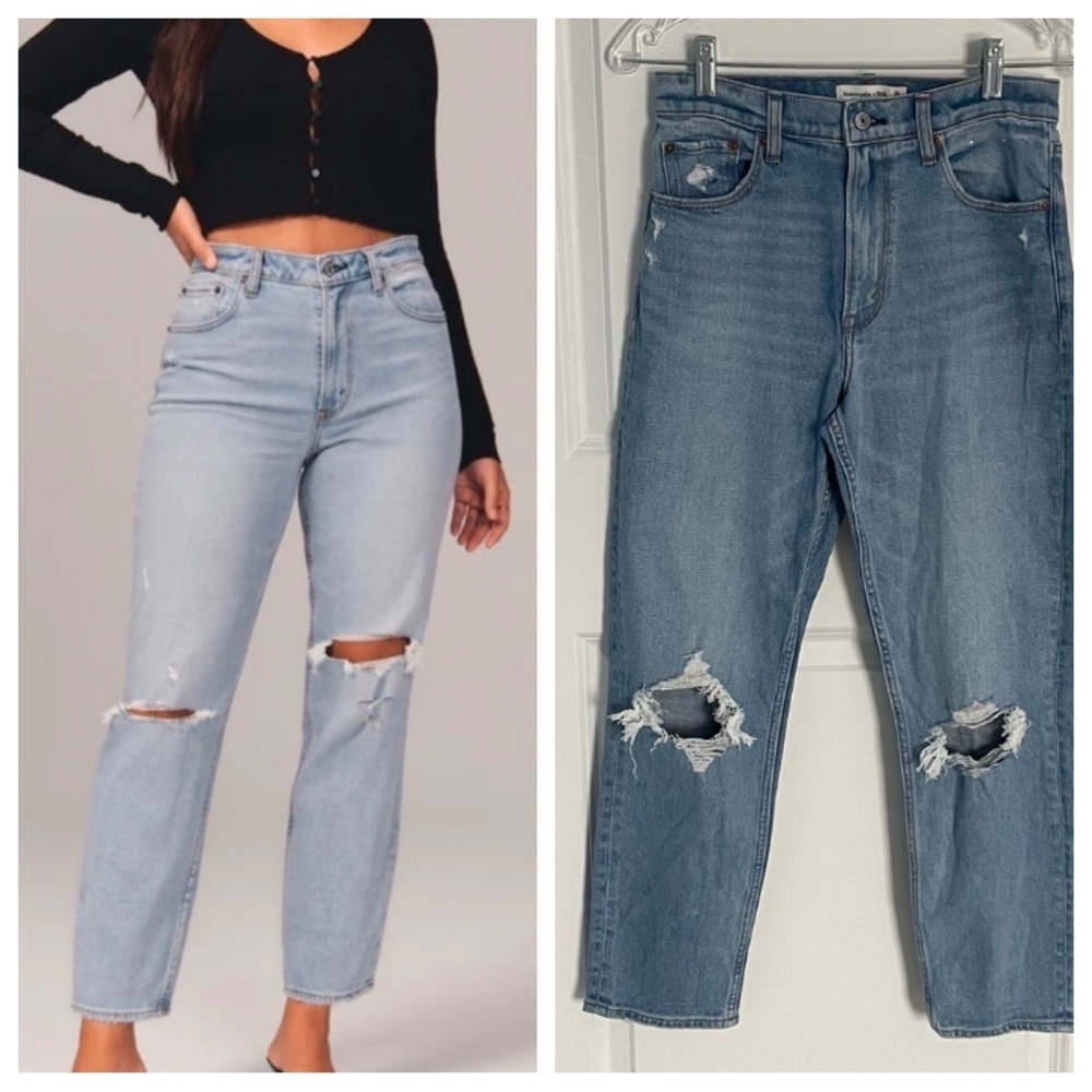 Abercrombie & Fitch The Mom High Rise distressed Jeans 35266